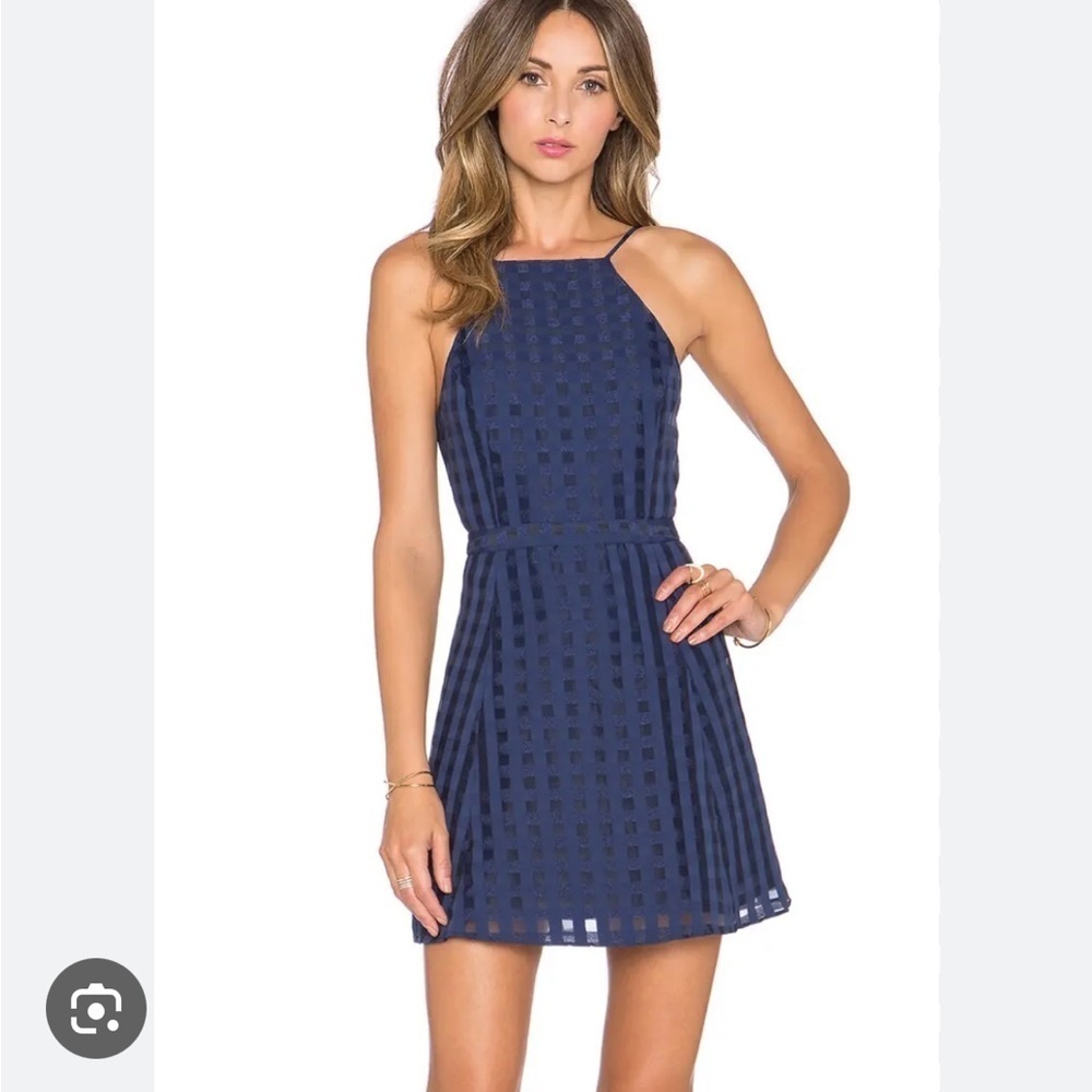 NBD x Revolve Animosity Apron Mini Dress Navy Blue Backless Womens